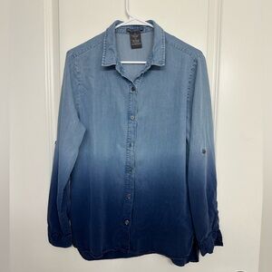 Chelsea & Theodore Ombre Denim Dip Dye Button Down Shirt M